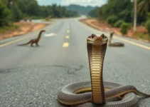 cobra atravessando rodovia