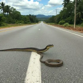 Cobra é flagrada atravessando rodovia no nordeste do Pará