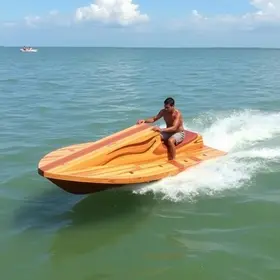 brasileiro cria jetski de madeira